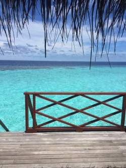 Wasserbungalow Blick aufs Hausriff